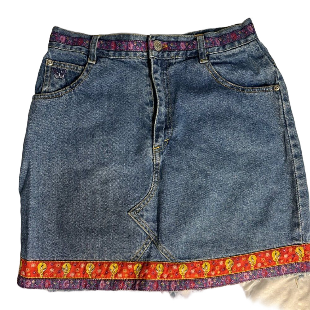 Tweety Bird Denim Skirt S 14